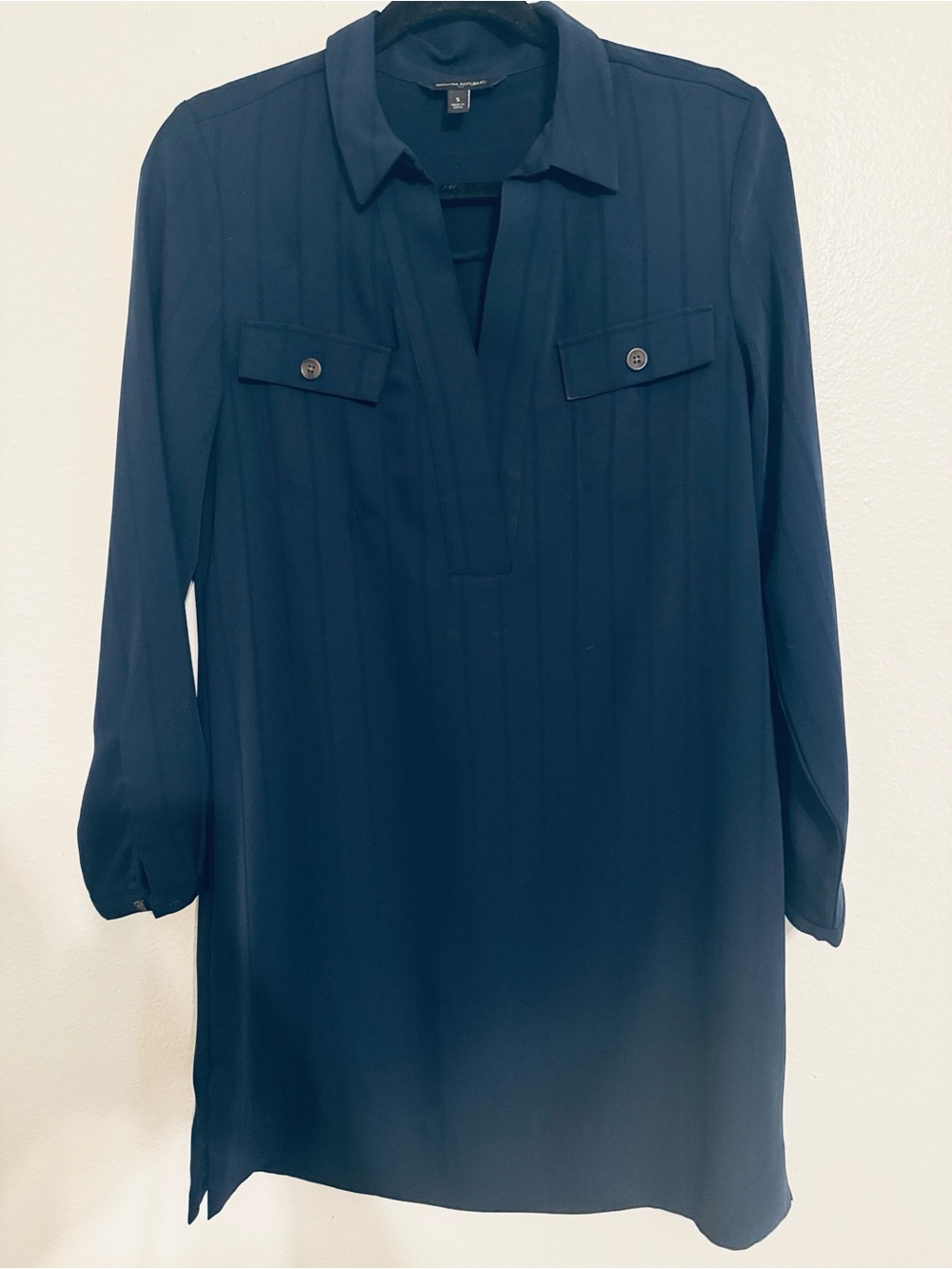 Banana Republic Navy Long-Sleeve Shirt Dress